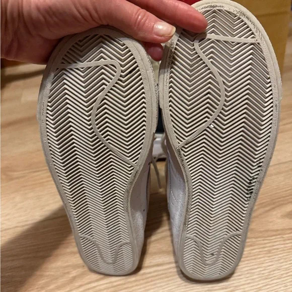 Nike White and Pink Leather High-Top Sneakers - Picture 7 of 14